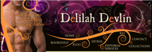 Image of author Delilah Devlin's website header with hyperlink to her site.