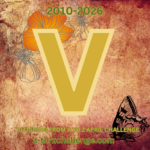 Stylized English letter V for the A to Z Blog Challenge.